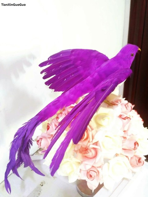 large 50x45cm purple feathers long tail bird spreading wings bird hard  model,home garden decoration ornaments gift s1436 - AliExpress
